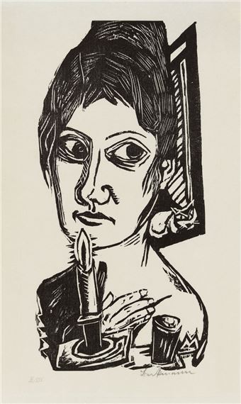 Frau mit Kerze by Max Beckmann, 1920