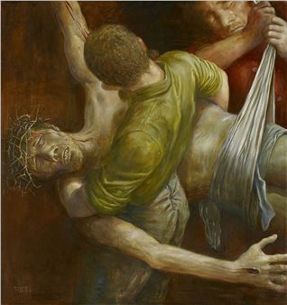 Untitled (Kreuzabnahme) - Volker Stelzmann