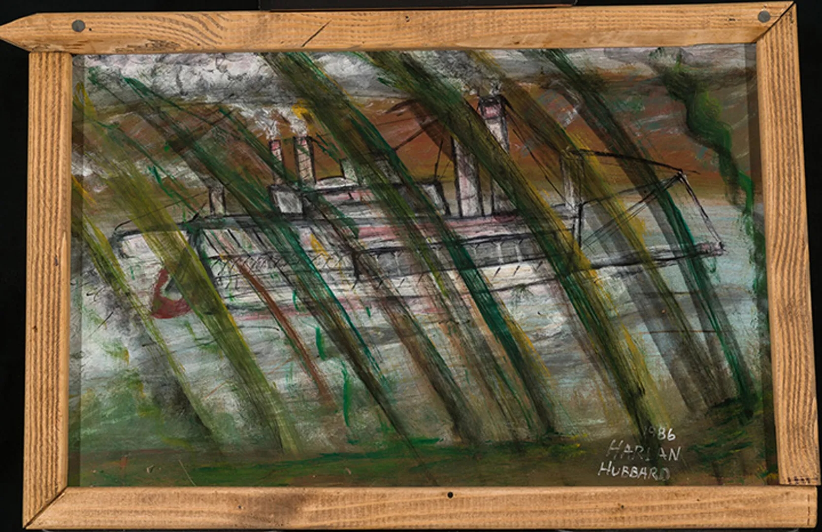 Artwork by Harlan Hubbard, Through the Break, Made of Oil on board