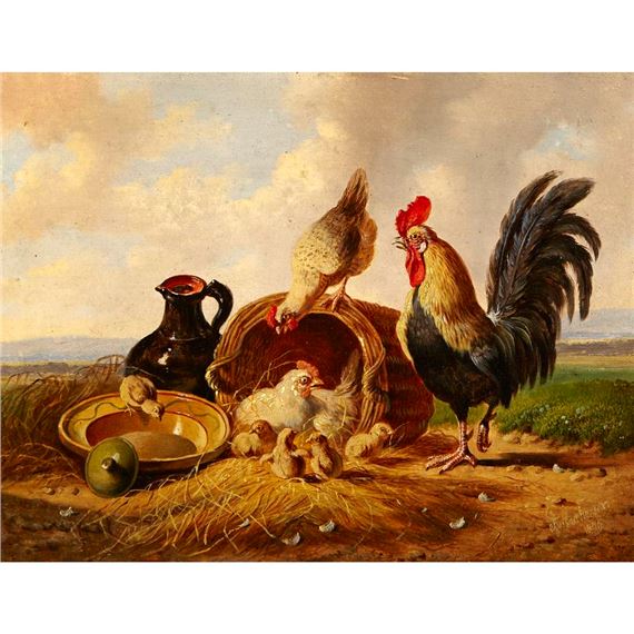 Albertus Verhoesen Kippen Familie (1849) MutualArt
