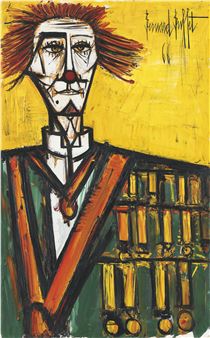 Clown sur fond jaune - Bernard Buffet