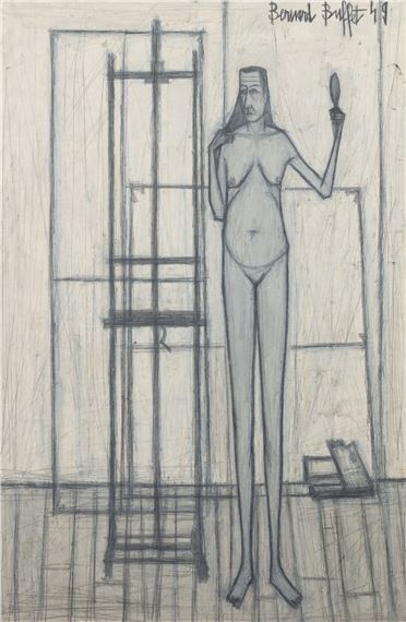 ベルナール・ビュッフェ、「Modele dans l'atelier」 ベルナール・ビュッフェ、「Modele dans l'atelier」