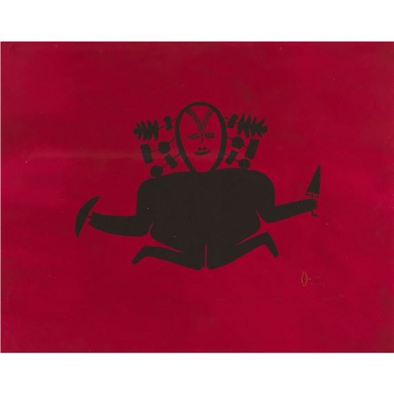 WOMAN WITH BEAUTIFUL HAIR by Jessie Oonark, 1971