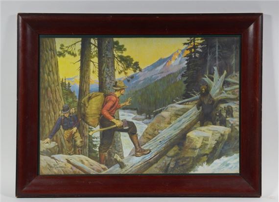 Philip R. Goodwin | Two Lumbermen Encountering a Mama Bear with her Two ...