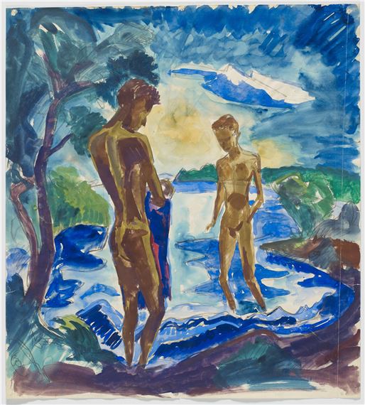 Jünglinge am See. by Fritz Schaefler, 1919