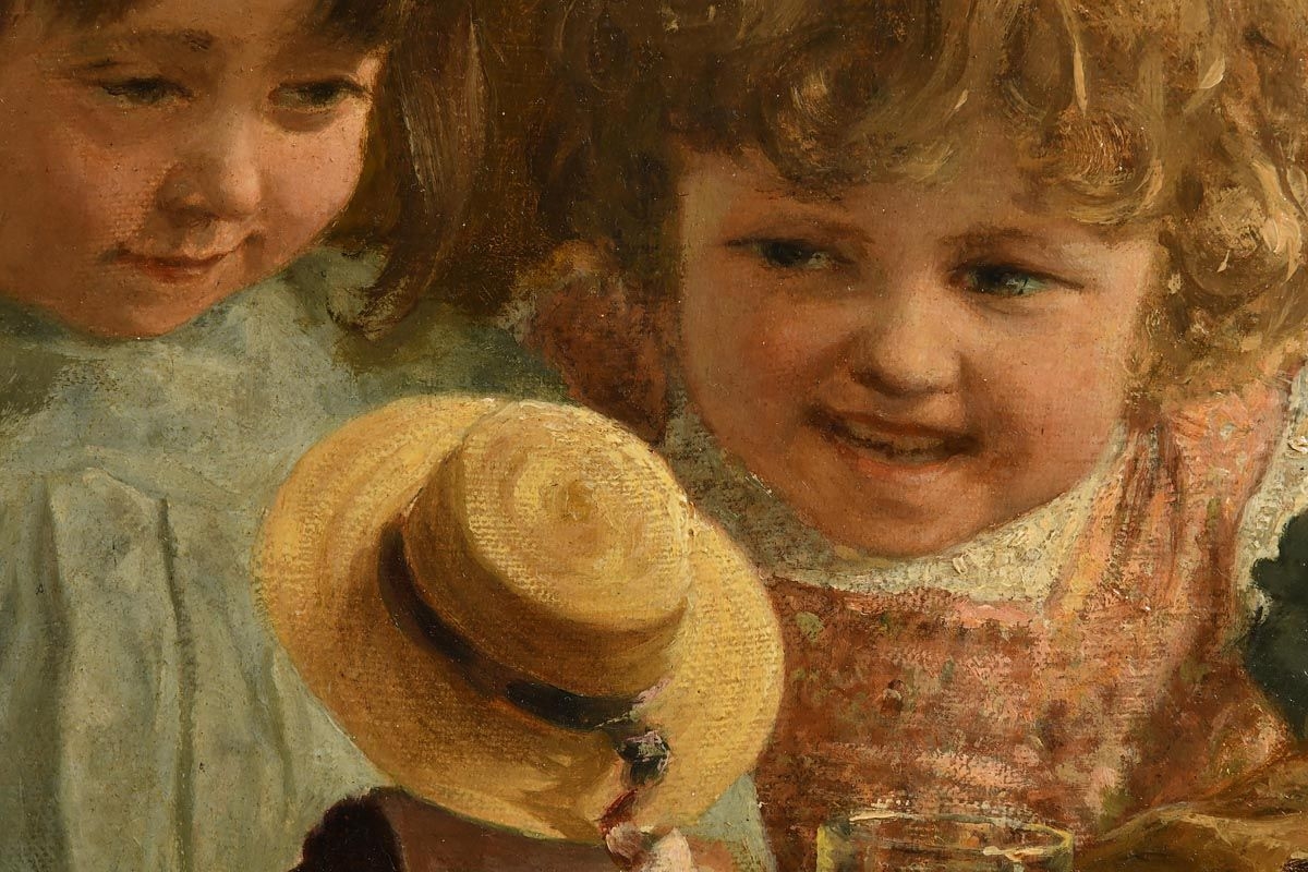 Artwork by Jan van Dam, The New Doll (1889), Made of oil on canvas