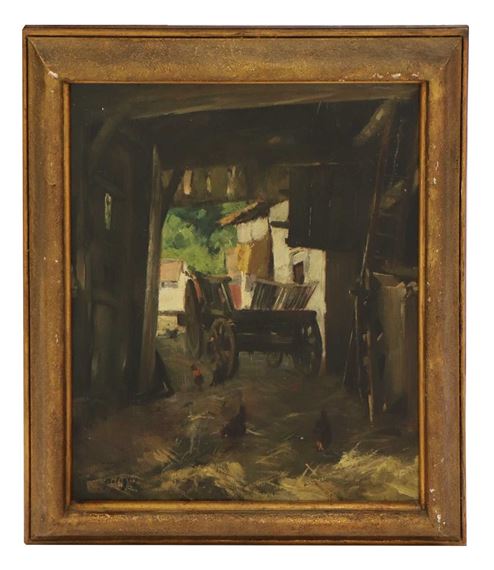 Chickens in barn by Ernest Betigny