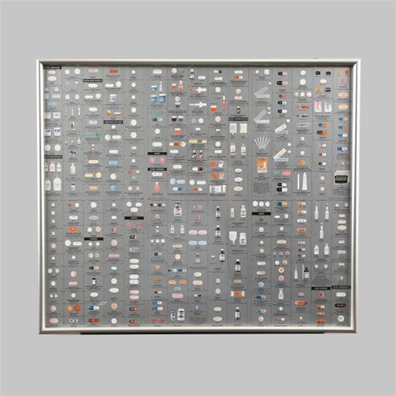 ダミアンハースト　pharmacy額装ポスター　シルバー Damien Hirst(ダミアン・ハースト)/Pharmacy(ファーマシー