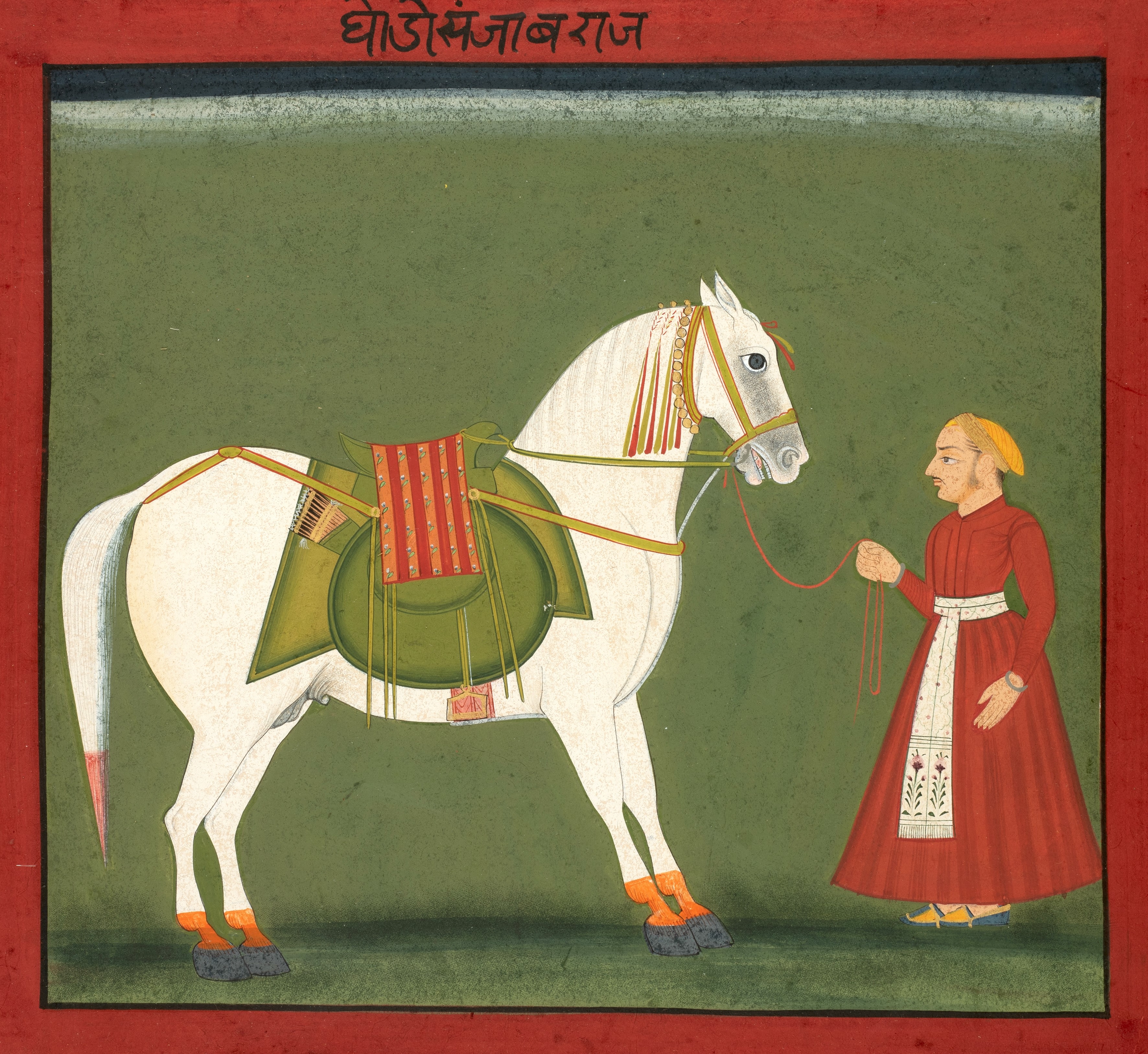 PORTRAIT OF A HORSE WITH ITS GROOM by Rajasthan School, 19th Century, CIRCA 1800
