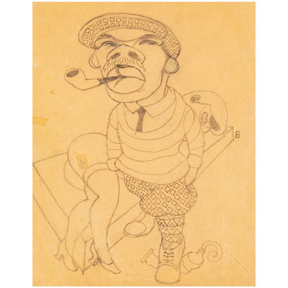 Self portrait with model by Gottfried Brockmann, Circa 1930