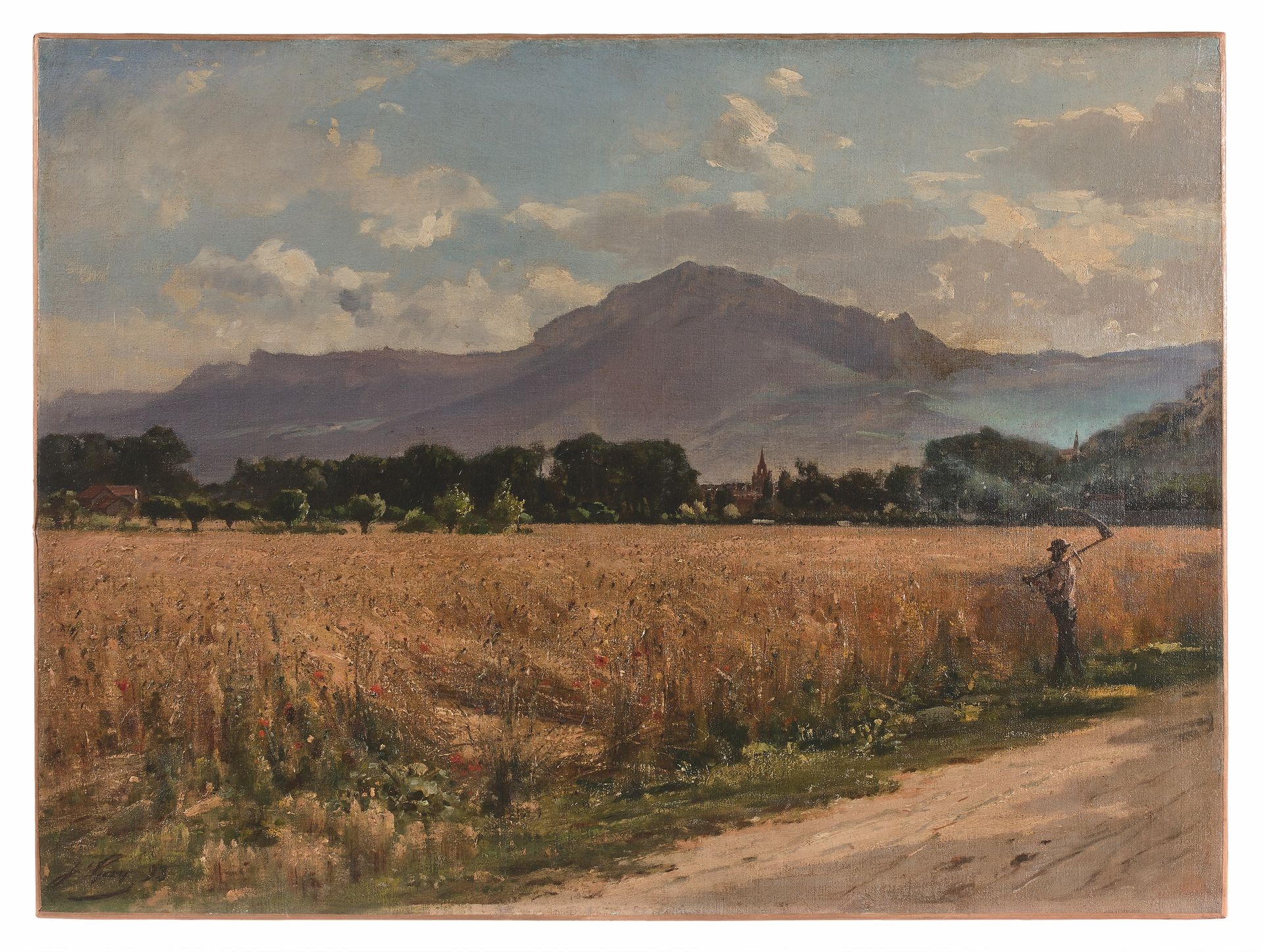 Artwork by Louis Gay, Reaper in a landscape, Made of oil on canvas