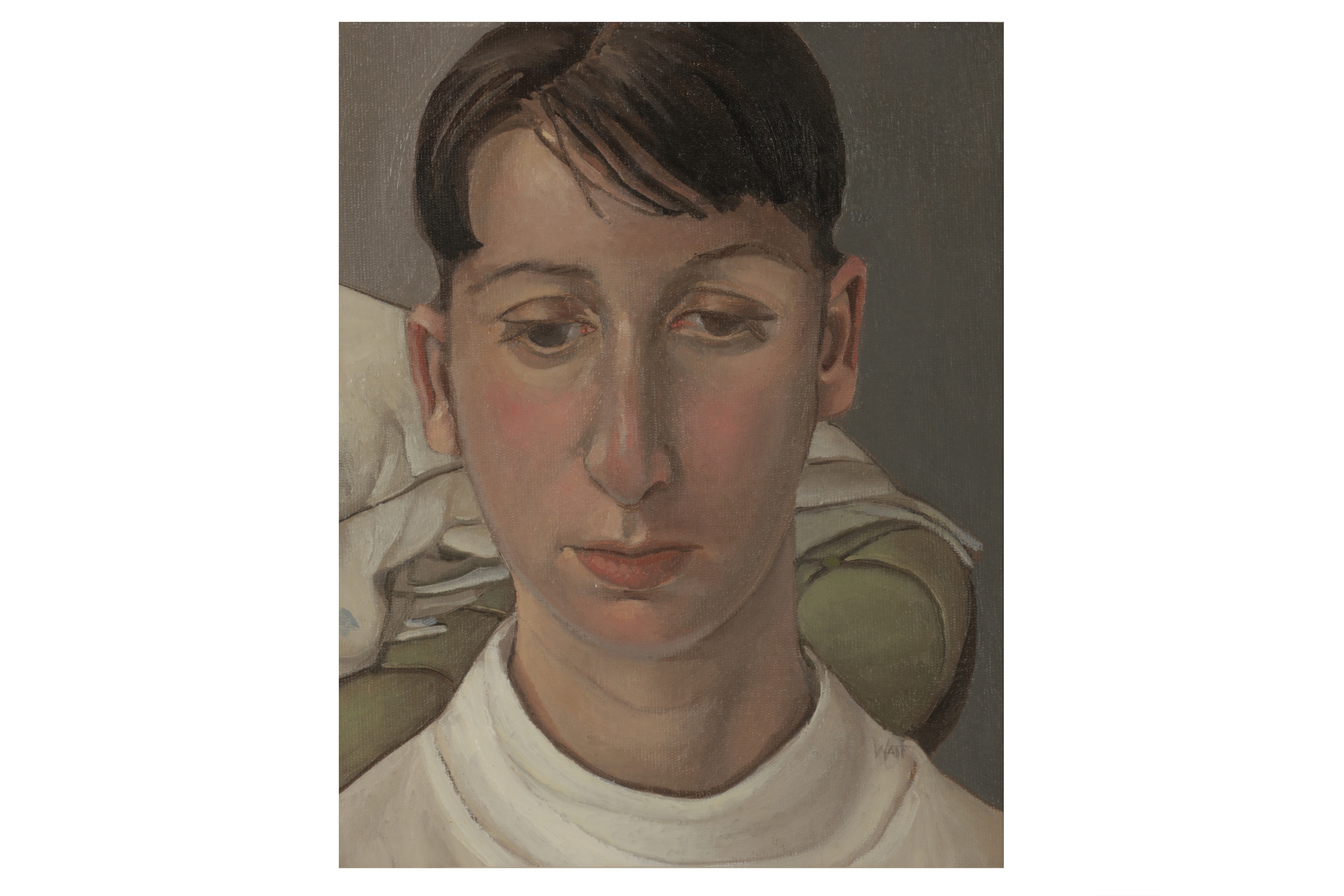 Artwork by Alison Watt, Head study, Made of oil on board