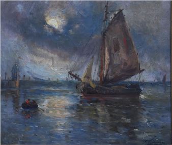 The arrival of the sailboat in Venice - Frans Vandamme