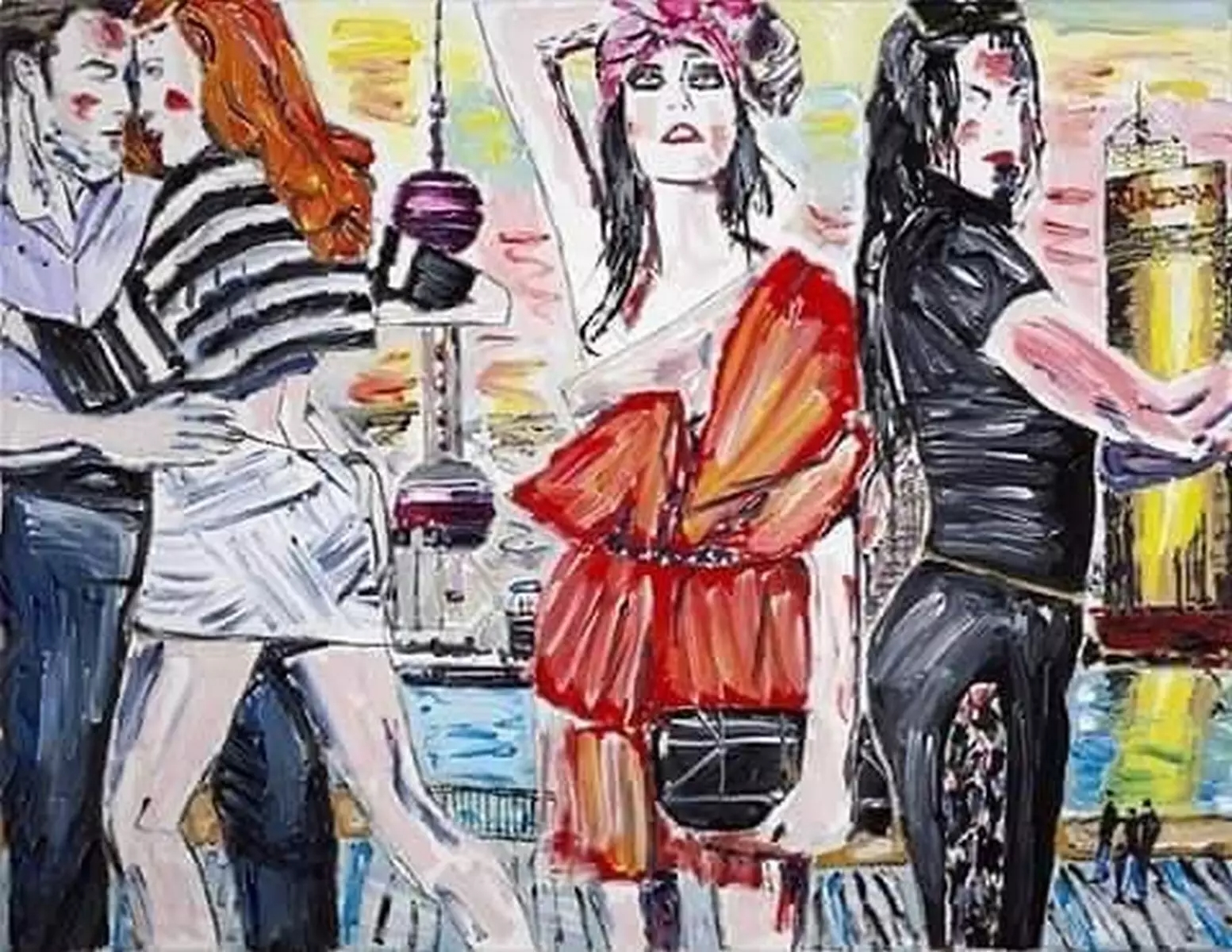 Artwork by Karina Sala, Shangai Fashion, Made of Acrylic, spray can, pencil and stencil on canvas