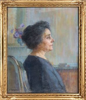 Portrait of a seated woman in profile - Amélie Sauger