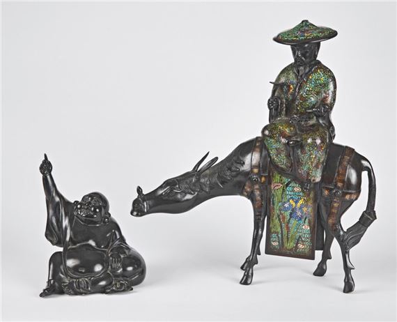 Hotei sitting on his bag of riches. by Chinese School, 19th Century