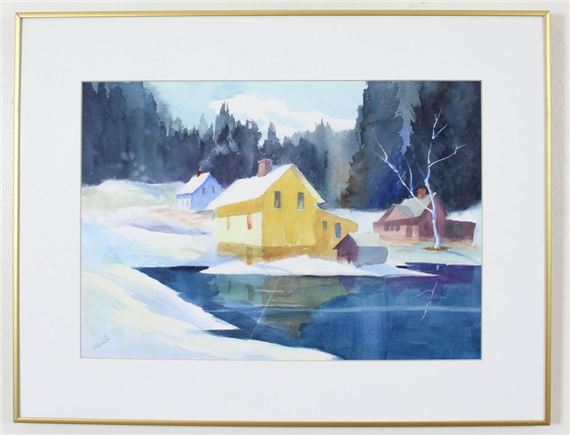 SAMUEL ROUSLIN | rural landscapes with houses and a barn | MutualArt
