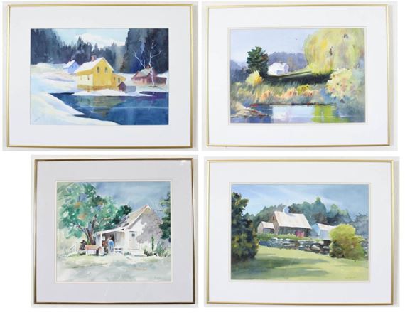 SAMUEL ROUSLIN | rural landscapes with houses and a barn | MutualArt