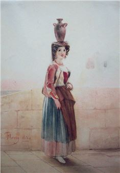 Italian peasant woman with a jug - Robert Richard