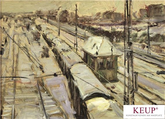 Blick von der Dechbettener Brücke zum Hauptbahnhof Regensburg mit altem Stellwerkhaus by Gerhard Prechtl