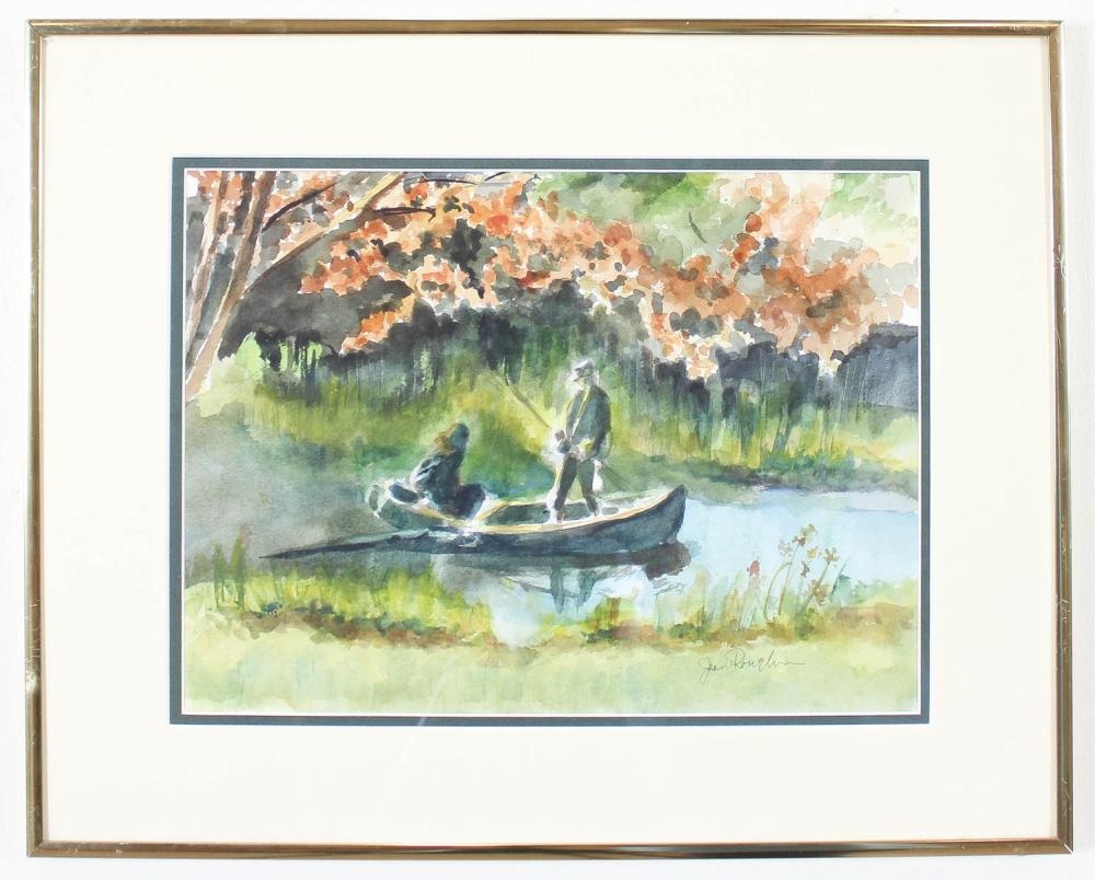 SAMUEL ROUSLIN | landscapes including a barn, boats, fishermen, a ...