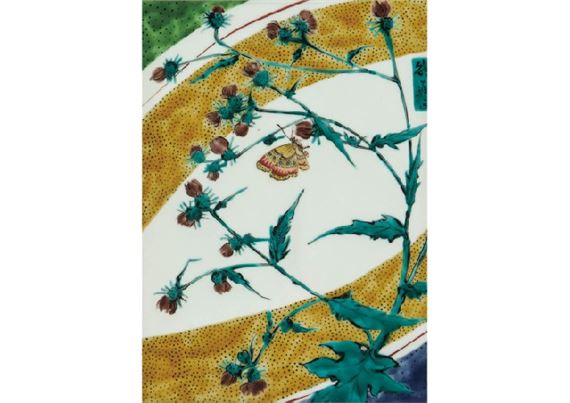 Ceramic plaque depicting thistle