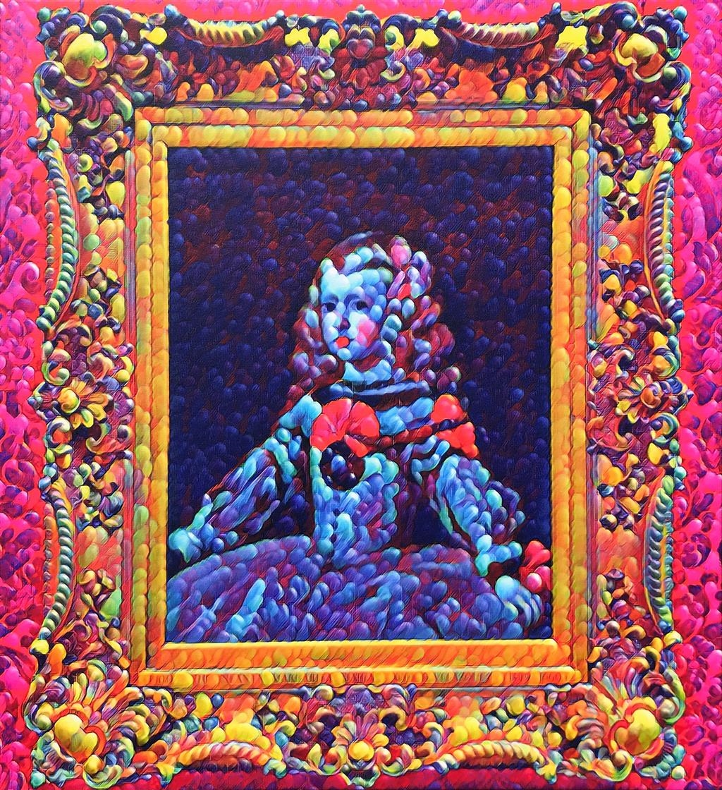 Artwork by Shaike Snir, Kitsch! An homage to Velasquez, Made of archival pigment print on canvas