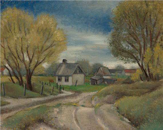Farmstead in autumn mood by Niklavs Strunke, 1942