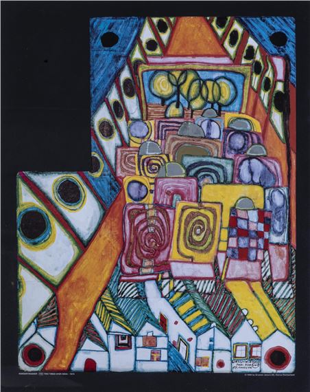 TWO TIMES OVER INDIA (740) by Friedensreich Hundertwasser