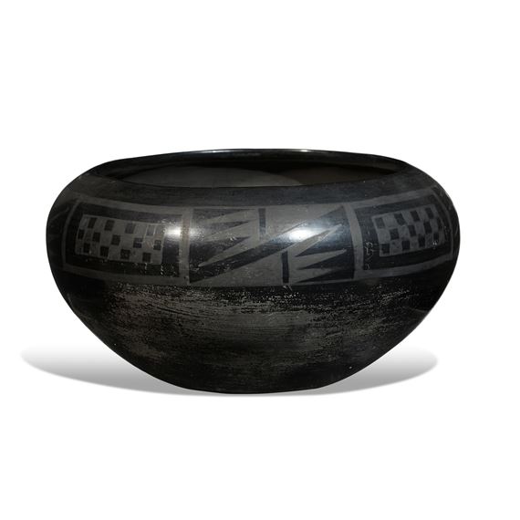 A Maria Martinez blackware bowl by Maria Montoya Martinez