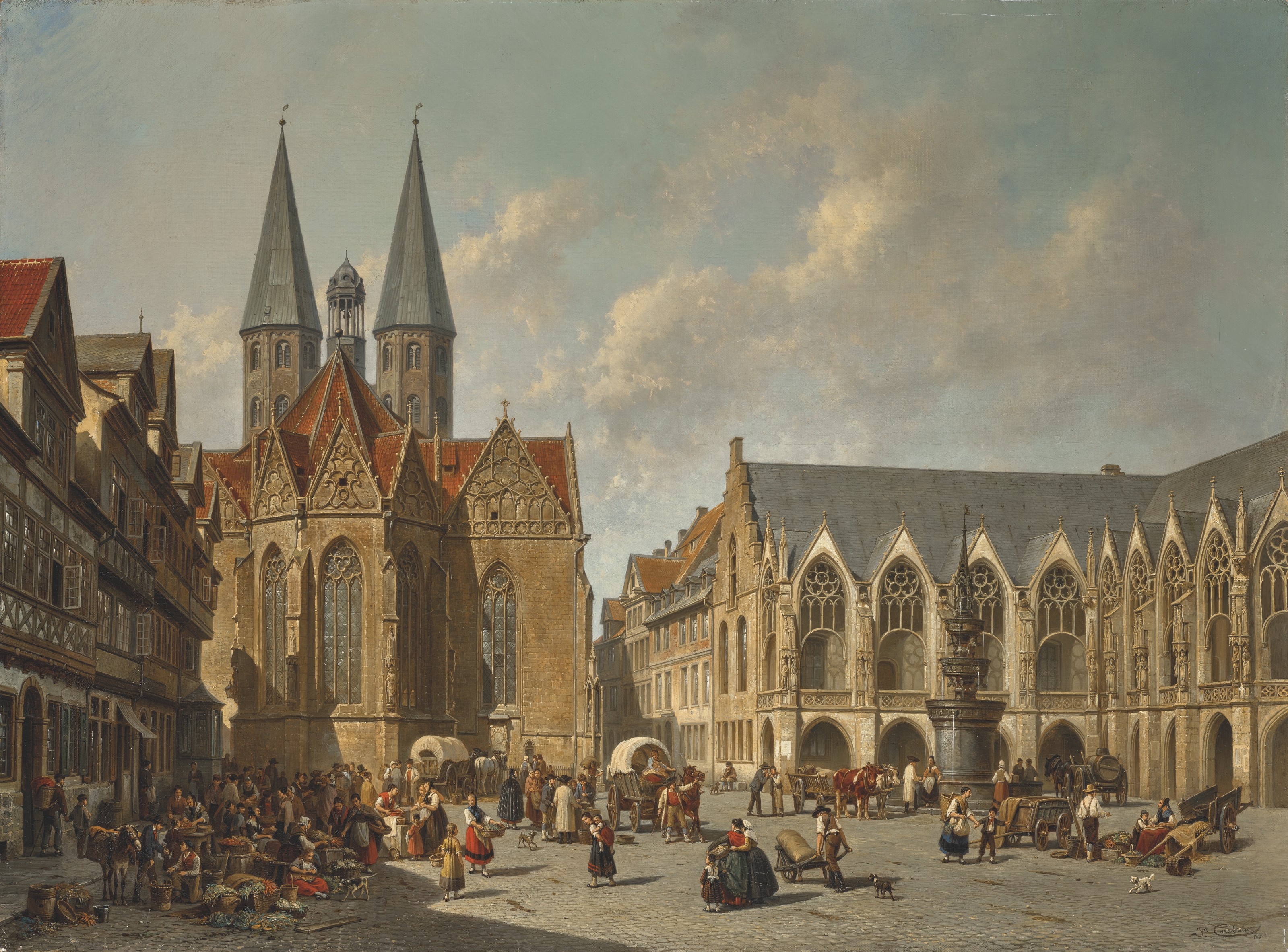 Artwork by Jacques François Carabain, The town square of Braunschweig, Made of oil on canvas