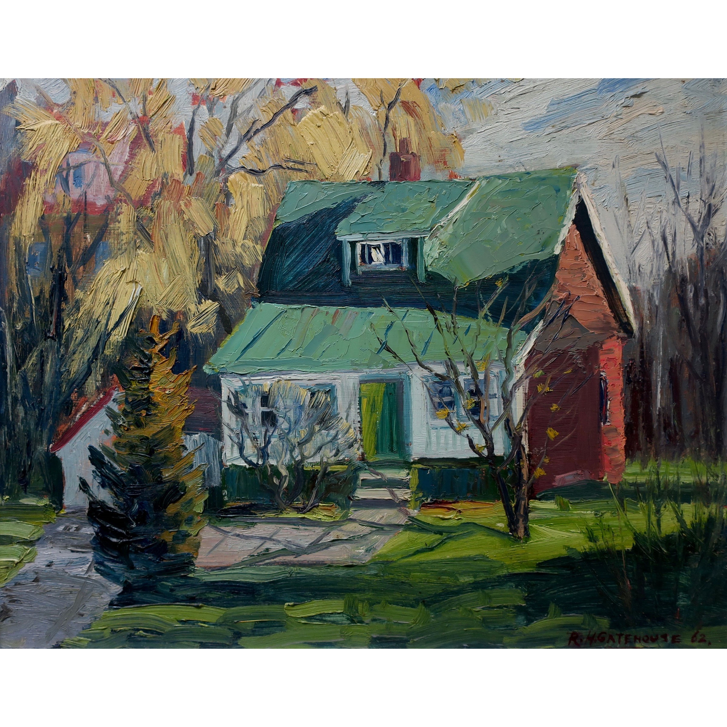 Artwork by R. H. Gatehouse, "SKETCH" 23 GREENVIEW AVE., Made of OIL ON MASONITE