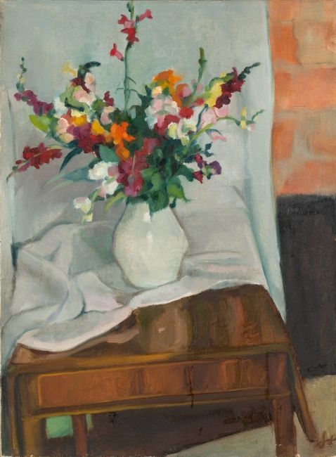 Artwork by Franz Schader, Blumenstillleben, Made of oil on canvas