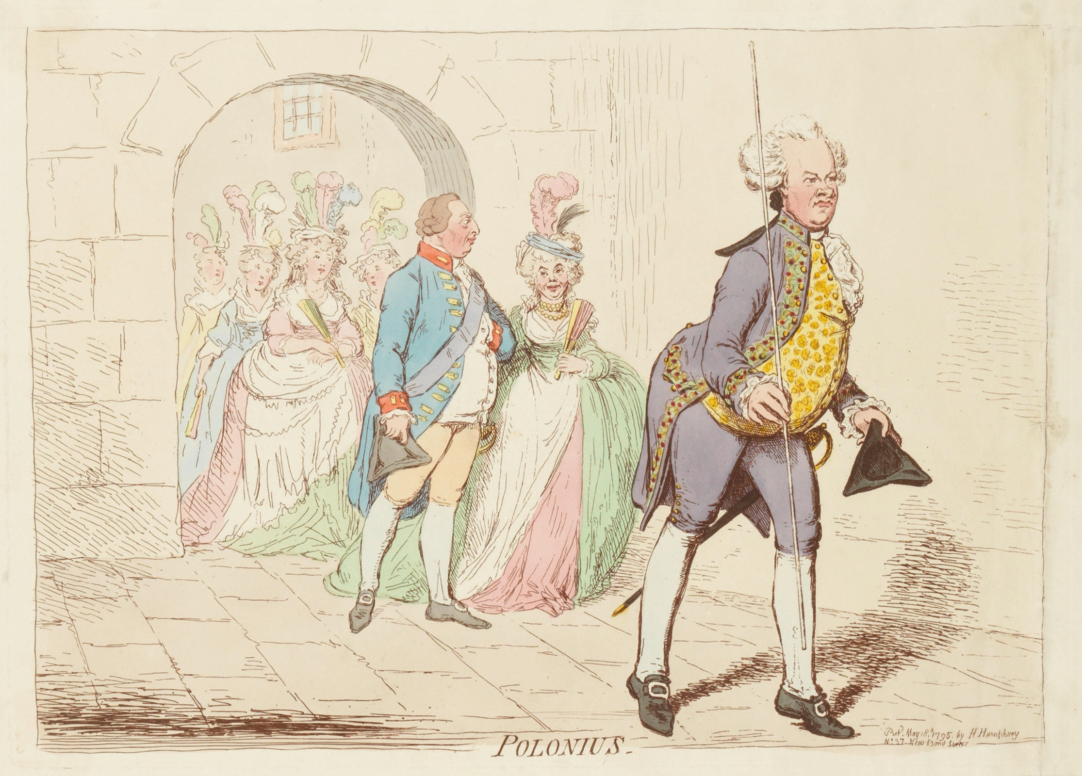 Artwork by James Gillray, The impeachment,-or-"the father of the gang, turnd Kings evidence.; Polonius. (BM 7861; 8649), Made of etchings with hand colouring