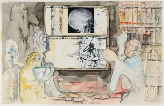 Artwork by Dr. Wolfgang G. Lehmann, Das Konzilium, Made of Watercolor, ink and paper collage on paper