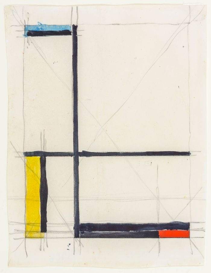 Artwork by Vilmos Huszár, Untitled (Abstrakte Komposition), Made of Watercolor and pencil on paper