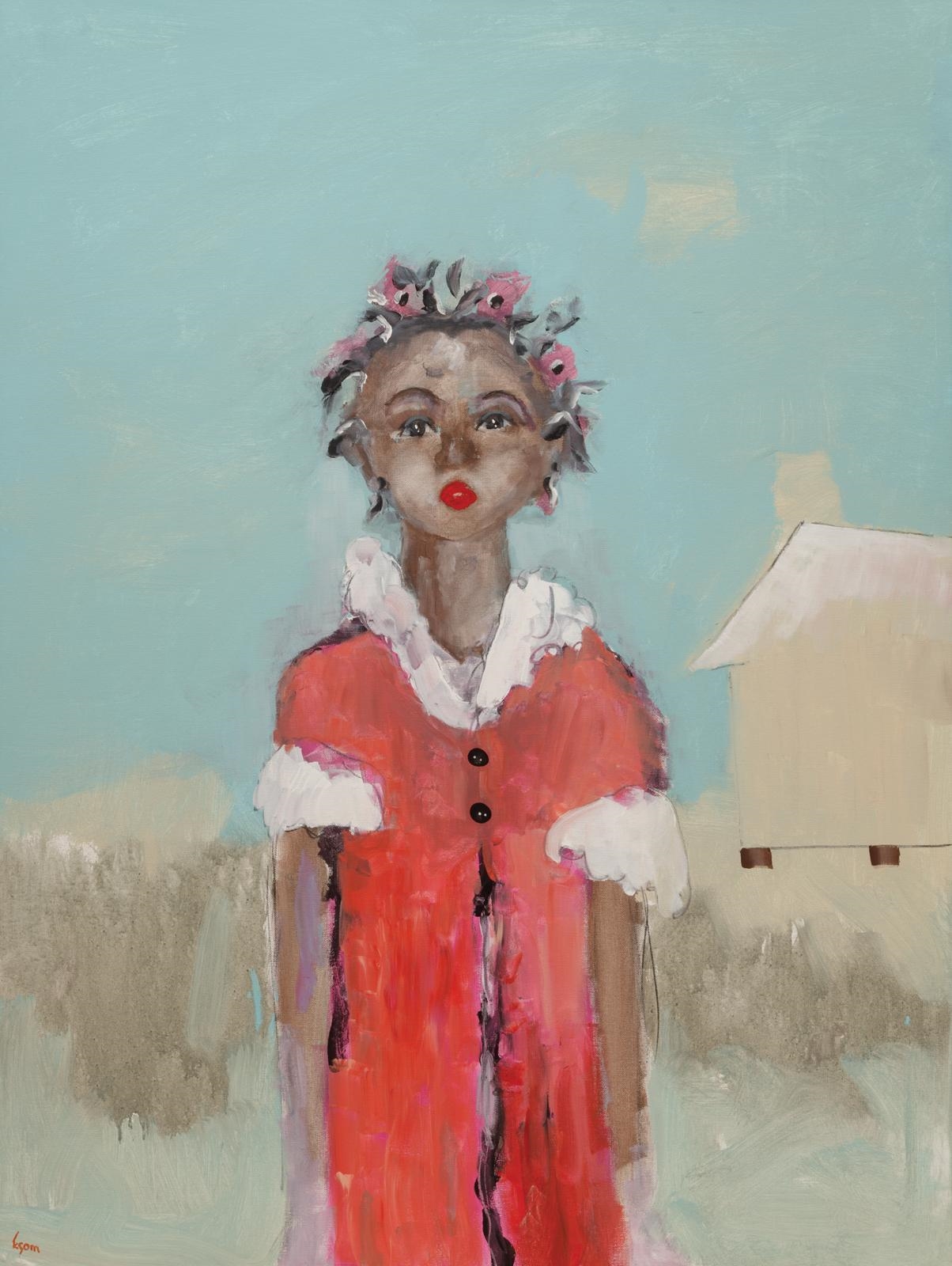 Artwork by Tony Mose, Portrait of a Young Woman, Made of acrylic and charcoal on