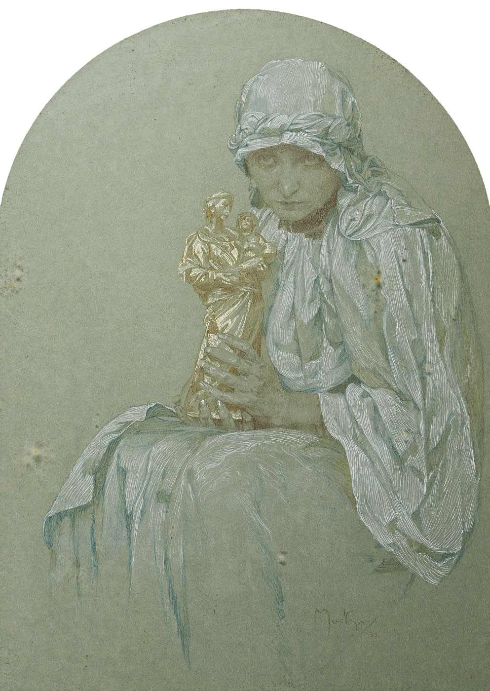 Alphonse Mucha | Young Woman with a Head Cloth (1932 - 1933) | MutualArt