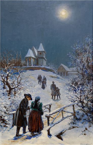 Midnight Mass by Adolf Liebscher, after 1900