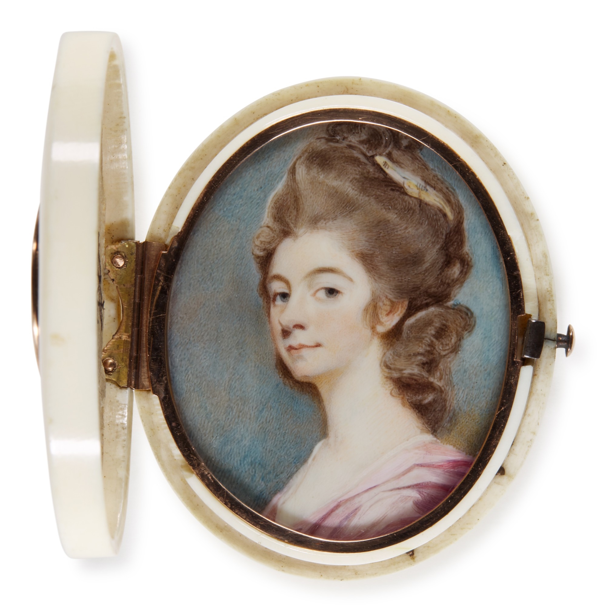 Artwork by Jeremiah Meyer, Portrait of Lady Emily Macleod, née Stuart (1760-1854), Made of watercolour on ivory