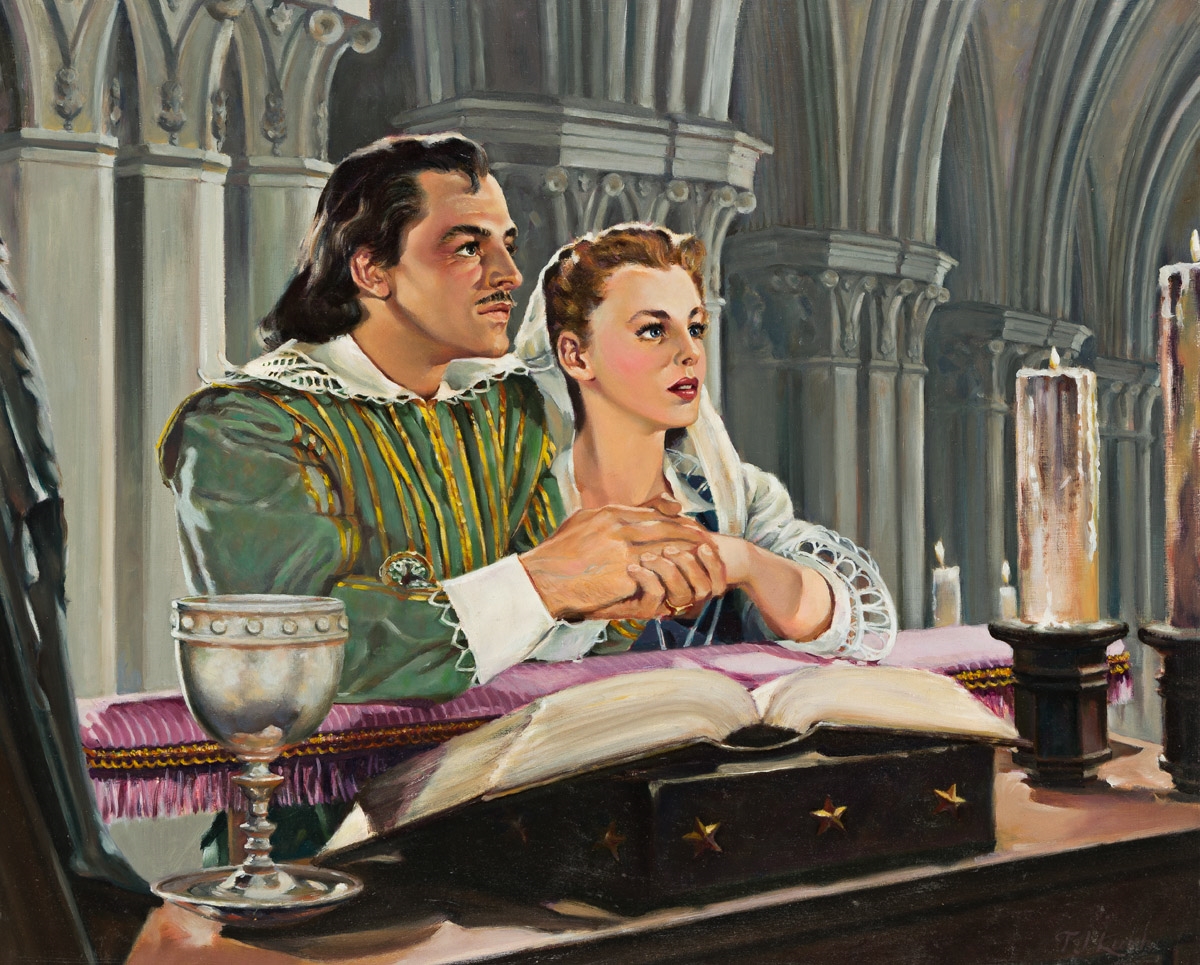 T. J. Kuck | Pin-Up Putting Her Hair Up, Brown & Bigelow calendar ...