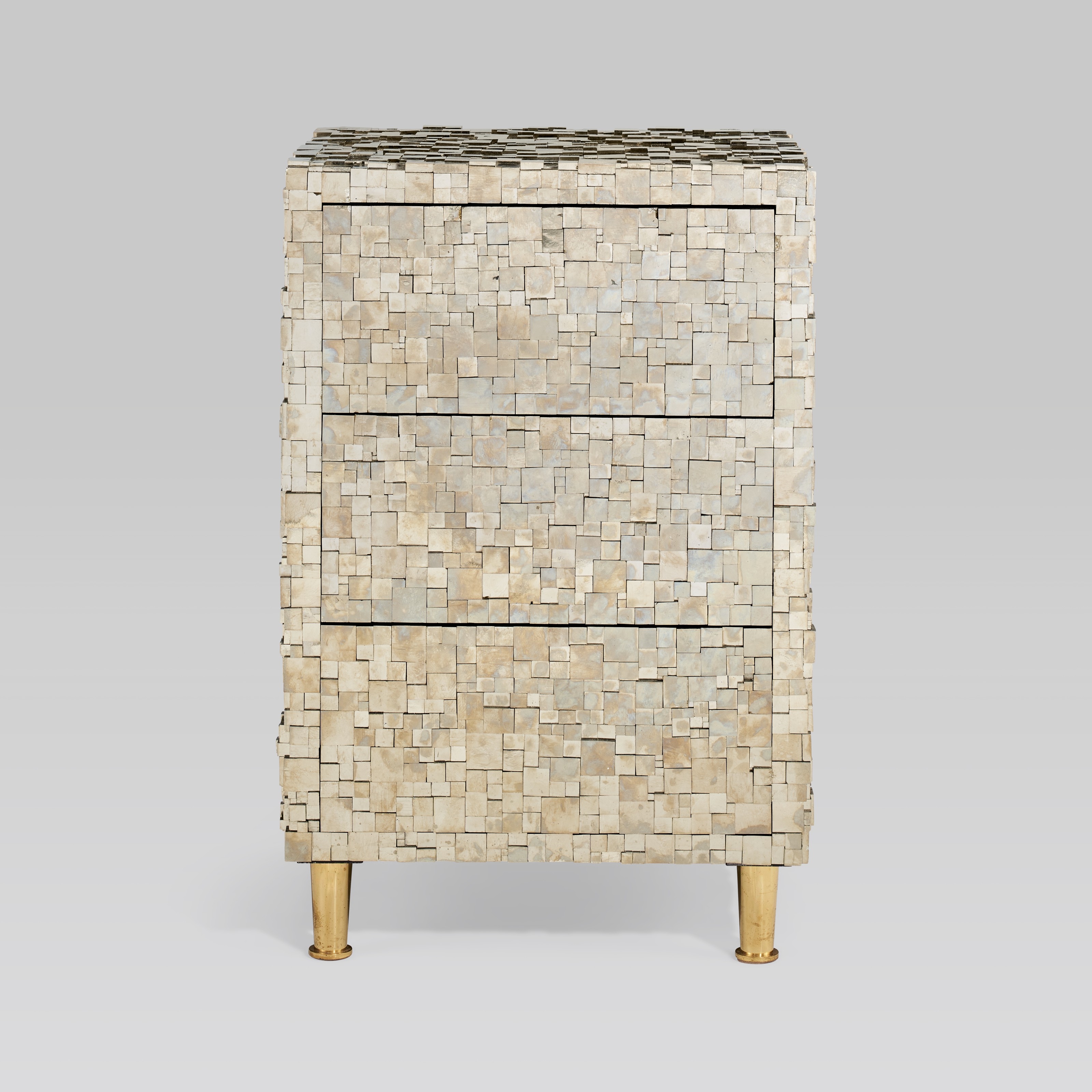 Artwork by Kam Tin, PAIR OF NIGHTSTANDS, Made of wood, brass