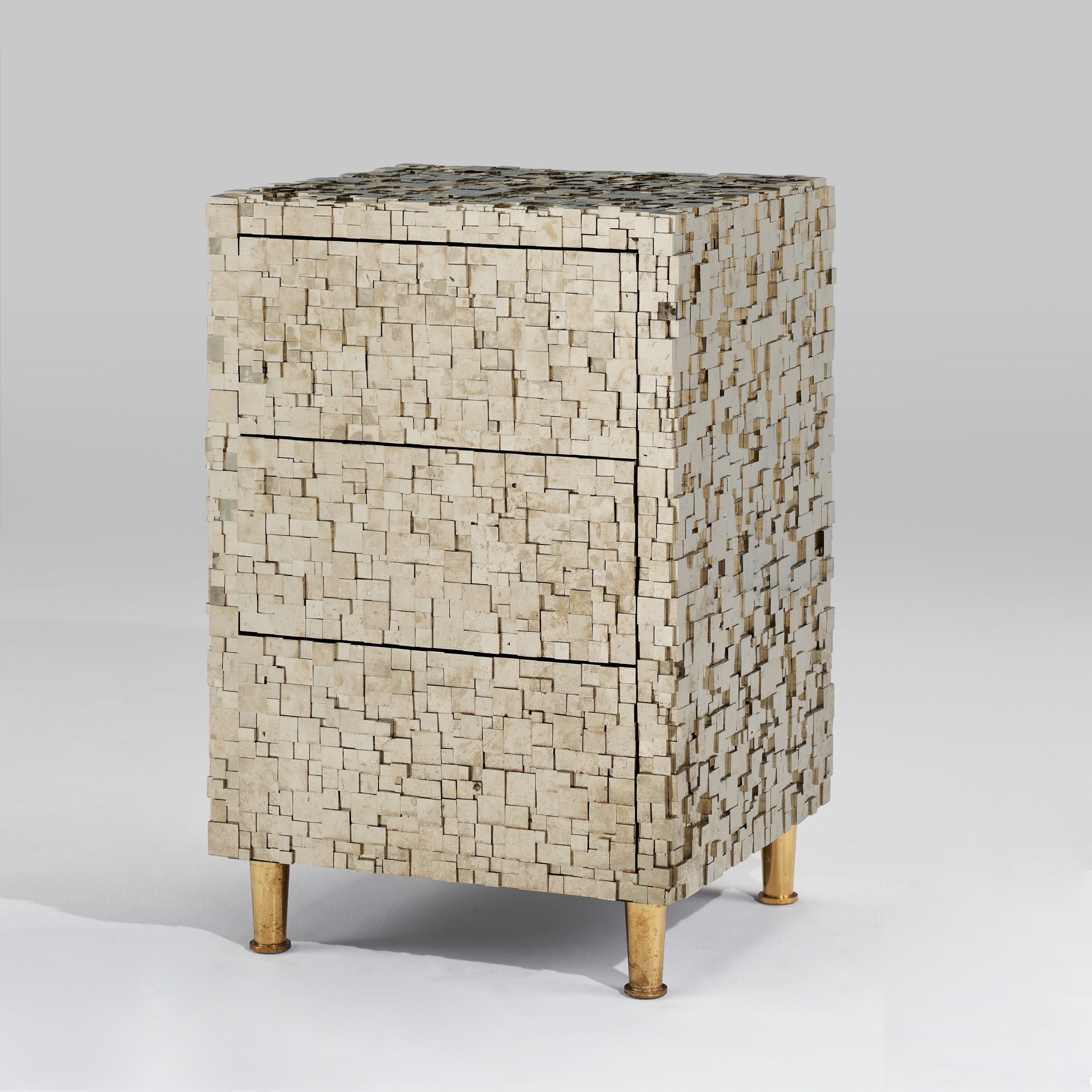 Artwork by Kam Tin, PAIR OF NIGHTSTANDS, Made of wood, brass