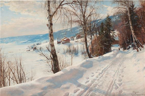 Winter scene from Vignaes by Peder Mork Monsted, 1916
