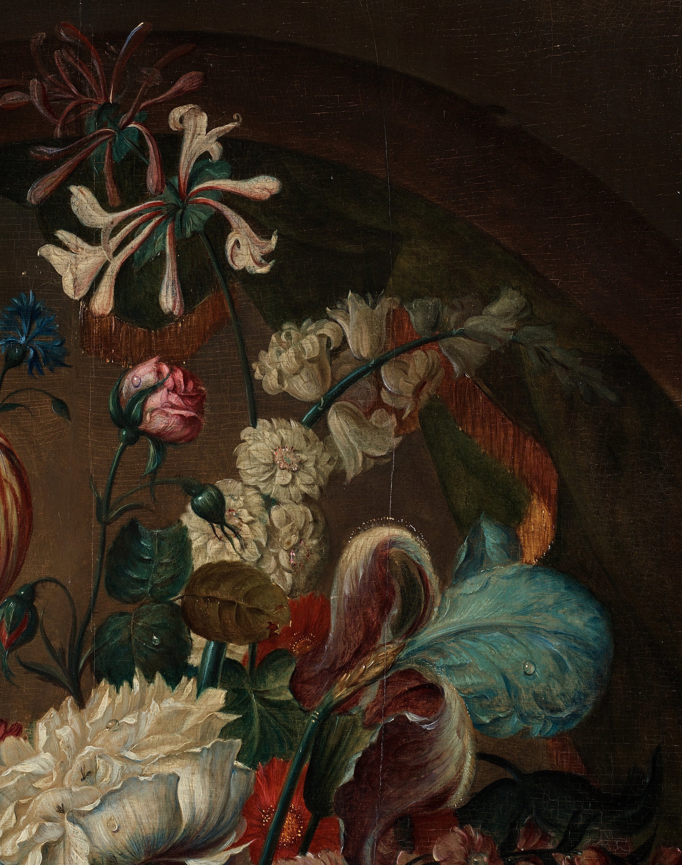 Artwork by Coenraet Conrad Roepel, Stillife with flowers, butterflies and a birds nest, Made of panel