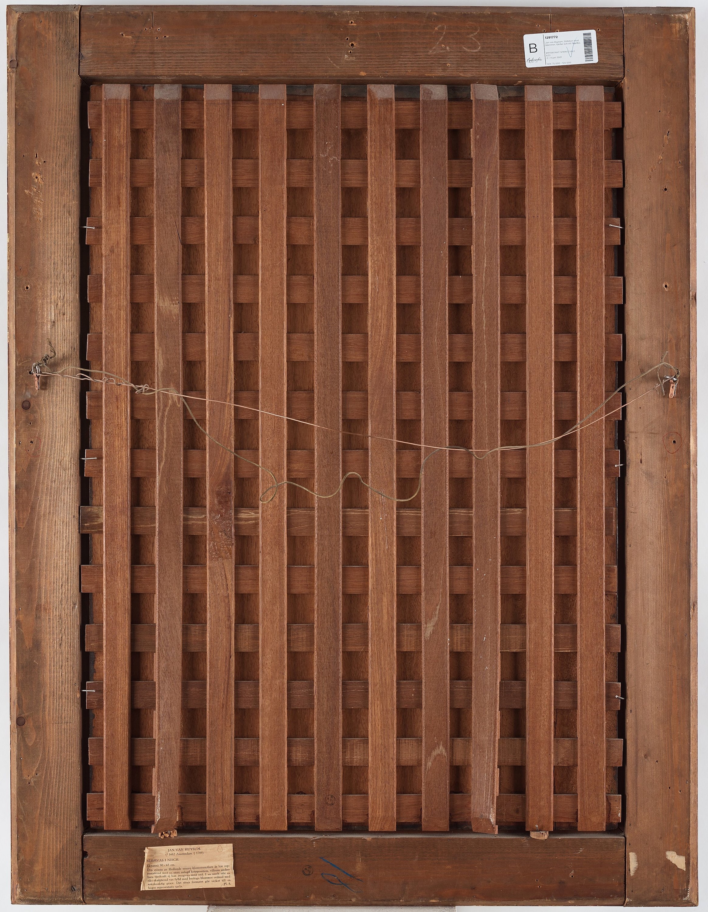 Artwork by Coenraet Conrad Roepel, Stillife with flowers, butterflies and a birds nest, Made of panel