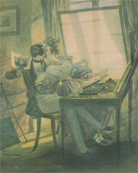 La Leçon de Paysage by Paul Gavarni