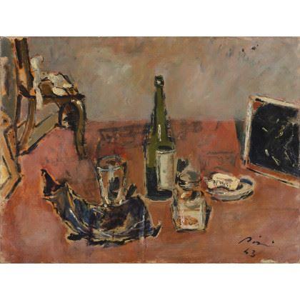 Natura morta con bottiglia by Filippo de Pisis, 1943