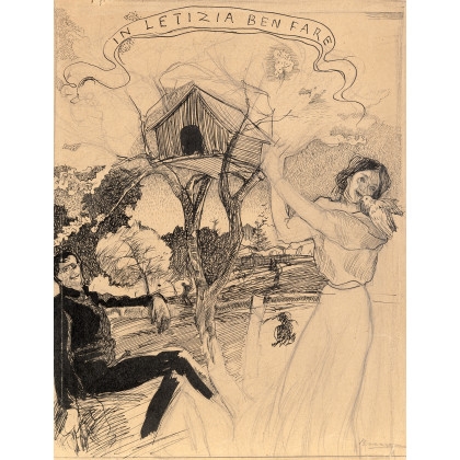 Artwork by Umberto Boccioni, In Letizia ben fare, Made of ink and pencil on paper