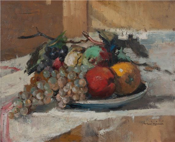 Still life with a plate of fruits by Ferdinand-Jean Luigini